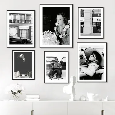 Модная ретро постер с рамкой для женщин и собак, черно-белые фоторамки в  скандинавском стиле, настенные картины 5 дюймов, 7 дюймов, деревянная  рамка, картинные рамки | AliExpress