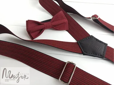 Купить черно-красные подтяжки и галстук бабочка Киев | Major Style