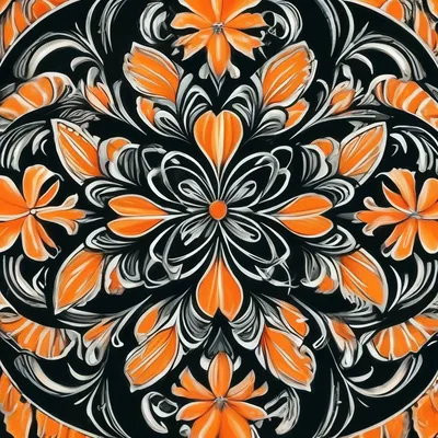 Узоры, орнаменты чёрно-оранжевые …» — создано в Шедевруме