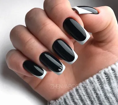 24 шт. миндальные накладные ногти для французского маникюра с черно-белыми  искусственными ногтями нажимные ногти полное покрытие съемный | AliExpress