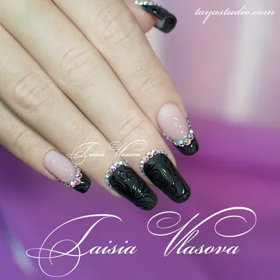 Накладные ногти с дизайном и клеем черный френч EasyNails 172368557 купить  за 264 ₽ в интернет-магазине Wildberries