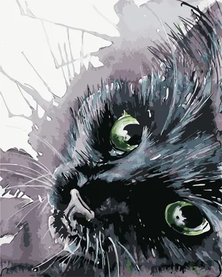 Пушистый черный кот с зелеными глазами Рисунок акварели. Иллюстрация штока  - иллюстрации насчитывающей котенок, ангстрома: 197657627