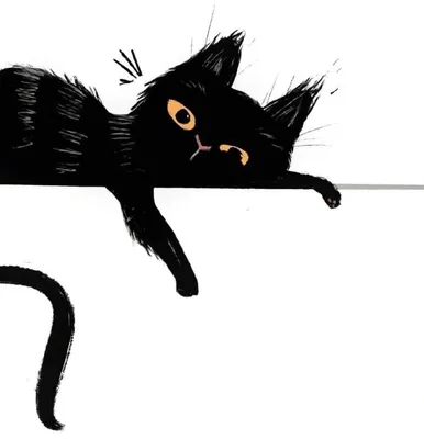 Черные коты прикольные рисунки - 68 фото