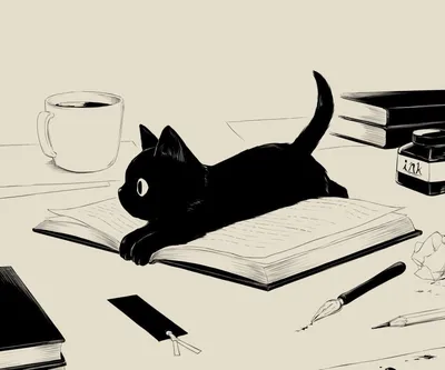 Фотообои Чёрный кот рисунок на стену. Купить фотообои Чёрный кот рисунок в  интернет-магазине WallArt
