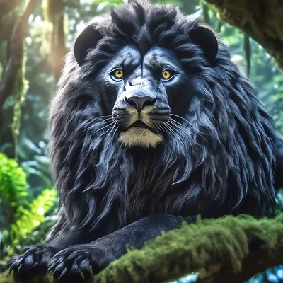 Чёрный лев в полный рост , очень…» — создано в Шедевруме