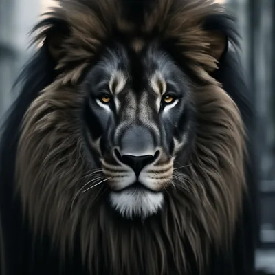 Черный лев, грива черного цвета, …» — создано в Шедевруме