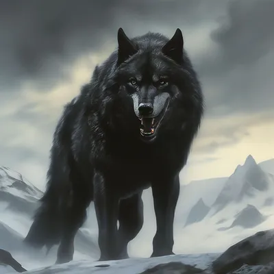 Огромный черный волк» — создано в Шедевруме