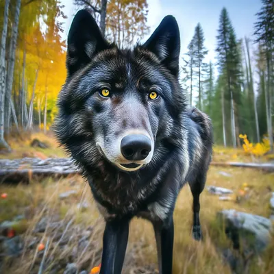 Канадский волк черный волк , …» — создано в Шедевруме