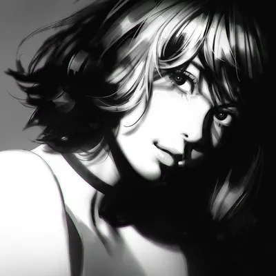 Черно-белая сплошная цветная линия рисунок аниме милый мультфильм девушка  персонаж иллюстрации фона | Премиум Фото