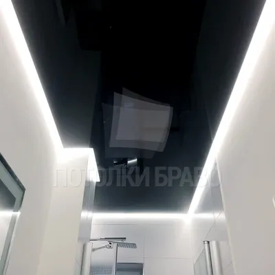 Черный глянцевый натяжной потолок с подсветкой НП-1363 - цена от 1280  руб./м2