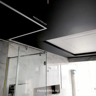 Черный глянцевый натяжной потолок для ванной комнаты НП-1340 - цена от 960  руб./м2