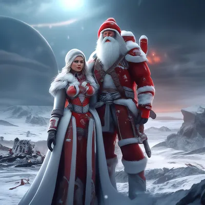Дед Мороз и его внучка Снегурочка…» — создано в Шедевруме