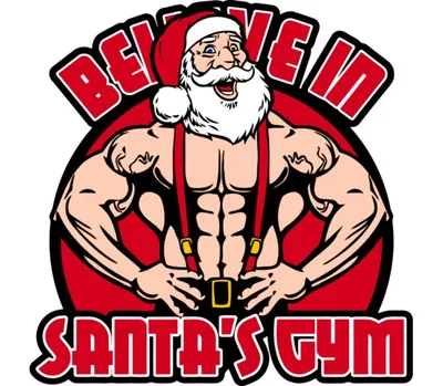 Санта Качок - belive in Santas gym мужская футболка с длинным рукавом  стрейч (цвет: серебро) | Все футболки интернет магазин футболок.  Дизайнерские футболки, футболки The Mountain, Yakuza, Liquid Blue