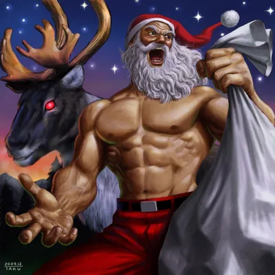 Создать мем \"christmas present, дед мороз качок картинка, дед мороз на  мотоцикле\" - Картинки - Meme-arsenal.com