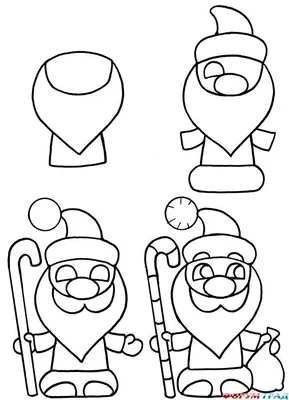 Цветные картинки для срисовки про деда мороза (20 шт)