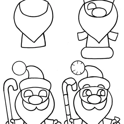 Как нарисовать Деда Мороза карандашом: легкие поэтапные картинки и уроки для  начинающих и детей с описанием