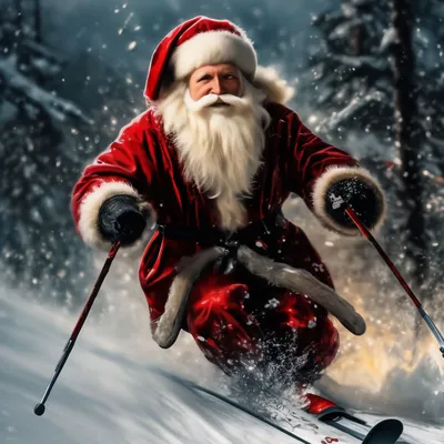 Дед Мороз на лыжах» — создано в Шедевруме