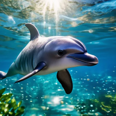 Маленький дельфинчик малыш плавает в…» — создано в Шедевруме