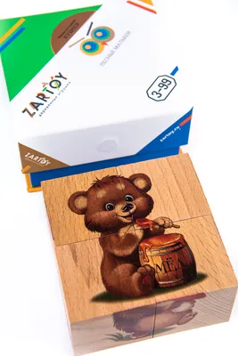 Дютоша Деревянные кубики с картинками детские Животные Кто что ест