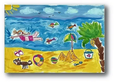 Море лето детский рисунок - 61 фото