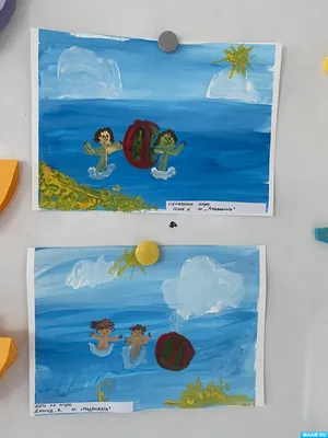 Рисуем летний морской пейзаж (3 фото). Воспитателям детских садов, школьным  учителям и педагогам - Маам.ру