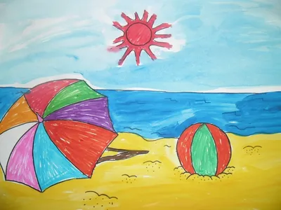 Море лето детский рисунок - 61 фото