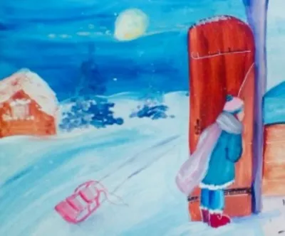 Раскраска - Дети ловят снежинки