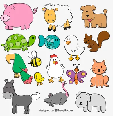 Детские рисунки животных Stock Illustration | Adobe Stock