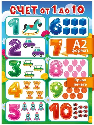Обучающий плакат на стену цифры счет от 1 до 10 для детей - купить с  доставкой по выгодным ценам в интернет-магазине OZON (1152567425)