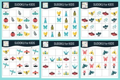Игра судоку для детей с картинками и животными. детские простыни. изучение  логики, развивающая игра | Премиум векторы