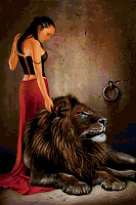 фантастическая девушка целует льва Стоковое Фото - изображение  насчитывающей она, загадочно: 230541838