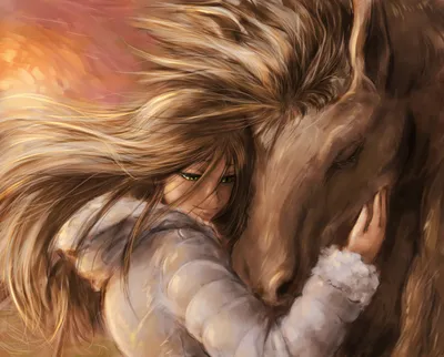Девушка, и лошадь в свете заходящего солнца Стоковое Фото - изображение  насчитывающей сказание, невиновность: 182966268