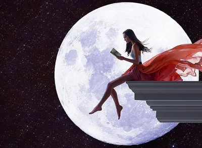 Картина на прополисе «Девушка на луне» от Хакайды