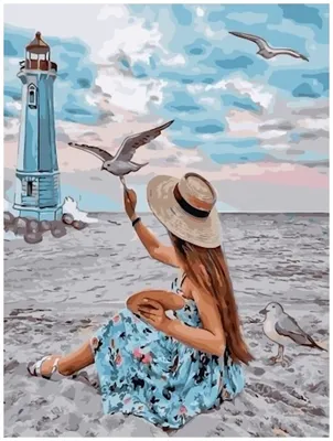Иллюстрация девушка у моря в стиле другое | Illustrators.ru