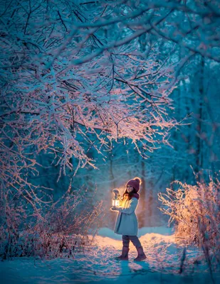 Девушка зимой возле забора в деревне на закате Stock Photo | Adobe Stock