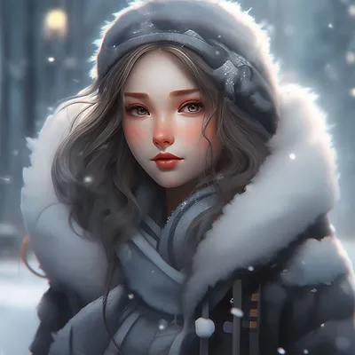 Иллюстрация Девушка-зима в стиле 2d, компьютерная графика |