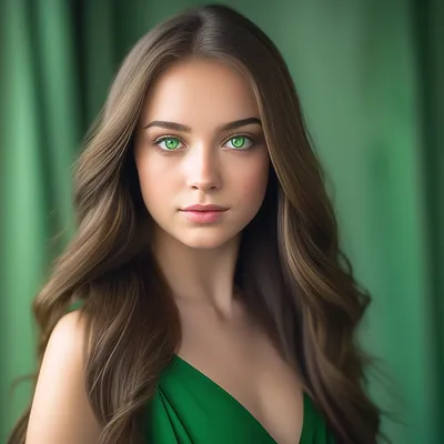 Девушка с зелёными глазами, …» — создано в Шедевруме