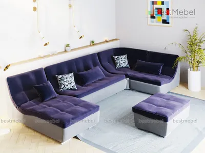 Угловой диван в синем цвете | Мягкая мебель, Угловой диван, Диван