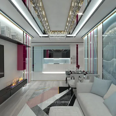 Интерьер холл-коридора, дизайн с ярким акцентом цвета и плитки