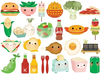 Красочные фото наклейки с изображением различных блюд
