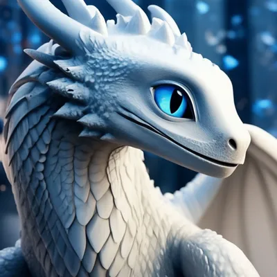 Красивый белый дракон Дневная Фурия…» — создано в Шедевруме