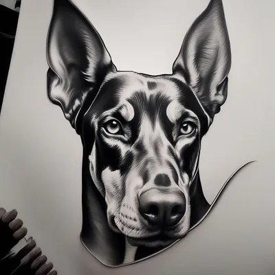 рисование собаки-Добермана. иллюстрация черно-белого рисунка. Иллюстрация  вектора - иллюстрации насчитывающей собака, изображение: 260073181