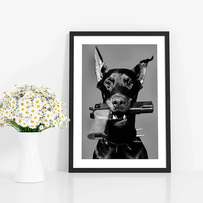 Черно-белый постер модель Doberman ручная роспись на холсте Современная  мода Роскошная собака Скандинавская Настенная картина Декор для дома |  AliExpress