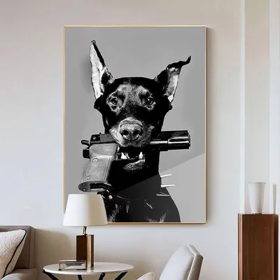 Черно-белый модный автомобиль Doberman, эстетическое настенное искусство,  Картина на холсте, скандинавские постеры и искусства для декора гостиной |  AliExpress