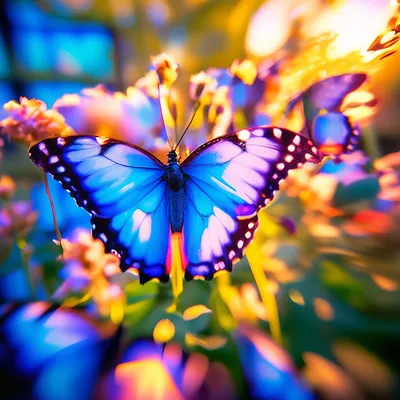 Красивая открытка доброе утро с птичкой и бабочками
