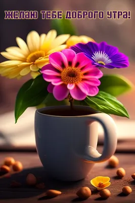 Яркая открытка с добрым утром с цветами