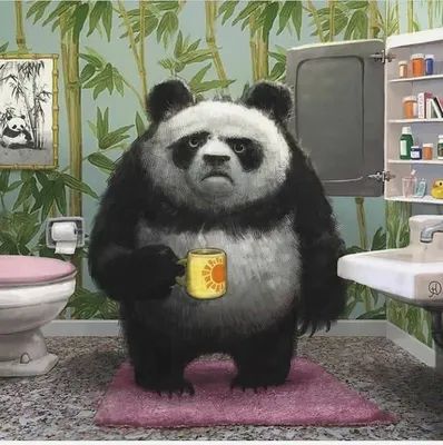 Милый медведь панды с подушкой просыпает вверх доброе утро карточки вектор  Иллюстрация вектора - иллюстрации насчитывающей тип, дом: 84753118