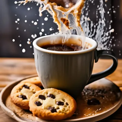 Открытка доброе утро с чашечкой кофе и круасаном — скачать бесплатно