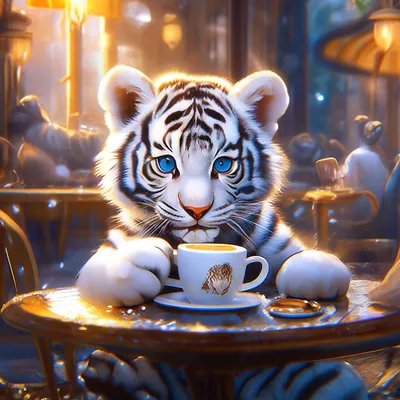 Доброе утро! Очень милый белый тигр…» — создано в Шедевруме