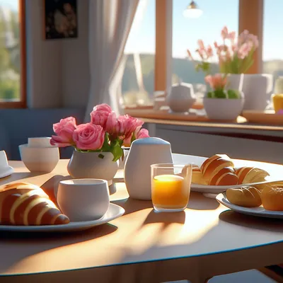 Доброе утро на завтрак с блинами